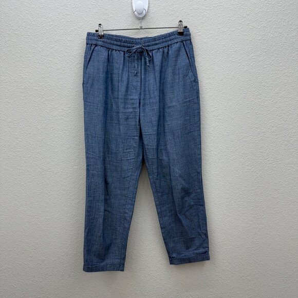 J. Crew Factory Pants - J Crew Factory Chambray Drawstring Cuffed Cotton Pants w Pockets Womens size 8